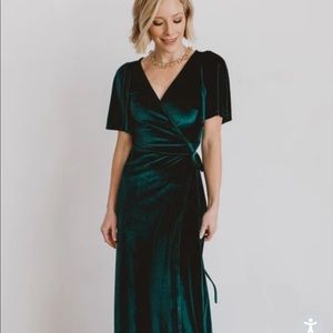 Emerald velvet wrap maxi from Baltic Born